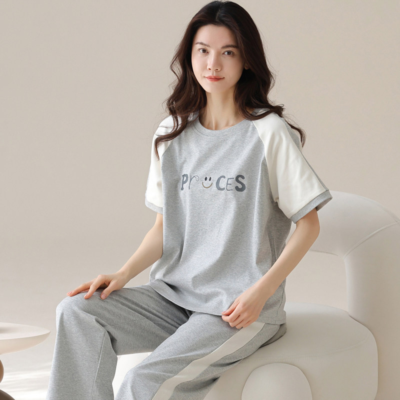 夏季薄款女士睡衣全棉短袖家居服