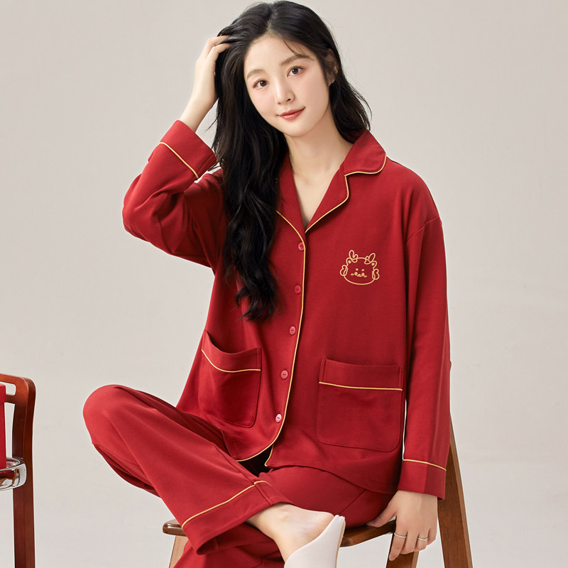 春秋季新婚长袖睡衣套装本命年女开衫夏冬天结婚家居服大码本命年,女士内衣/男士内衣/家居服,睡衣/家居服套装,淘宝优惠券,粉丝福利购,淘宝优惠卷