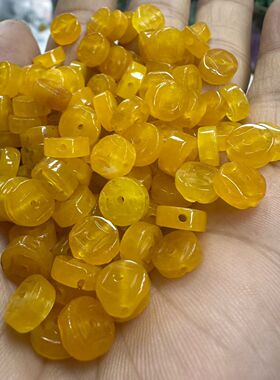 黄色石英岩7MM左右金钱扣饰品配件手工串珠材料散珠配件
