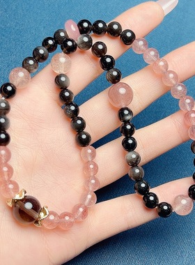 玉阅珠宝草莓晶银耀石双圈手串