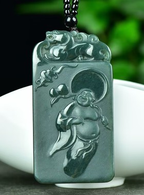 玉阅珠宝和田青玉吉祥长寿佛吊坠