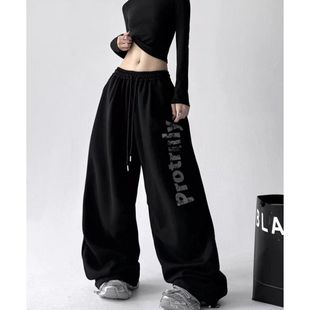 运动街头 女爵士舞jazz长裤 美式 复古印花抽绳街舞hiphop嘻哈休闲裤