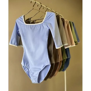 方领连体服芭蕾长袖 高胯基训形体服艺考舞蹈服体操服练功服瑜伽服