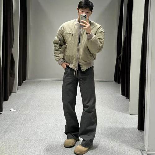短款夹棉外套美式棒球服