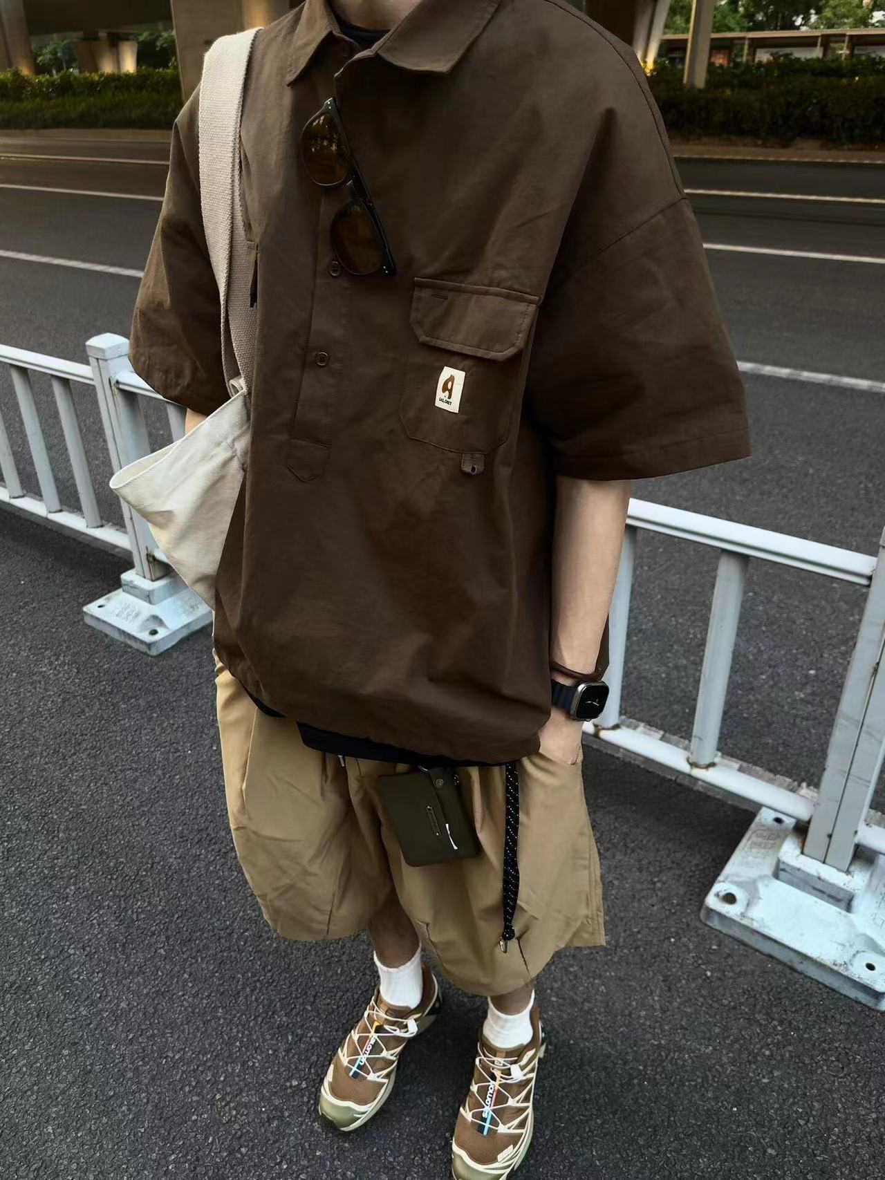 美式polo衫夏季新款休閑日系工裝