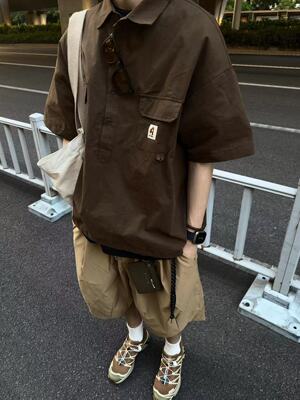 美式polo衫夏季新款休闲日系工装