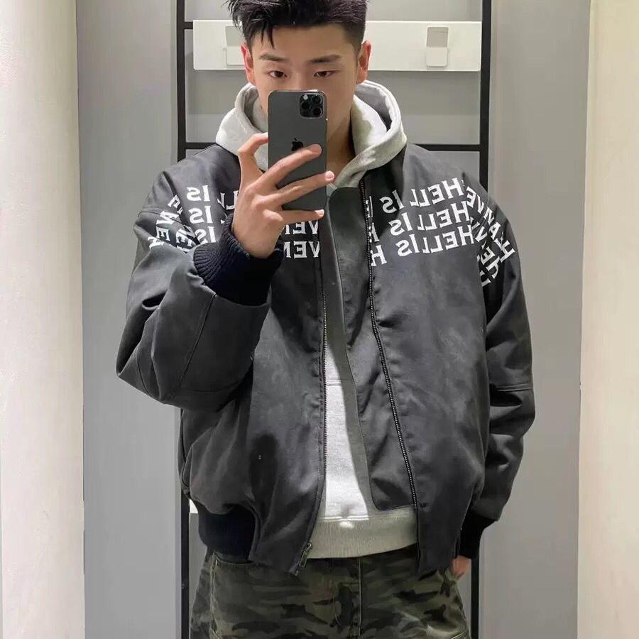 美式街头氛围感满印棒球服夹克