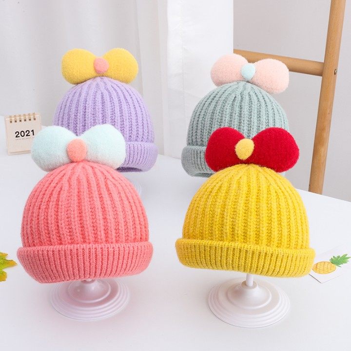 儿童帽子韩版可爱公主蝴蝶结秋冬季宝宝毛线帽男女童婴儿针织帽潮,童装/婴儿装/亲子装,帽子,淘宝优惠券,粉丝福利购,淘宝优惠卷