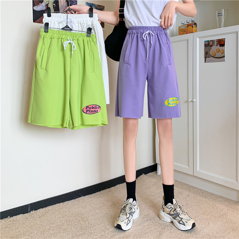 Real pants women's Korean version Street sleeping style summer loose and thin 5-point sports shorts fashion