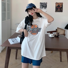 實拍韓版新款寬鬆短袖恤女中長款