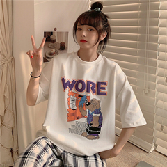 Cartoon printed short sleeve T-shirt for women