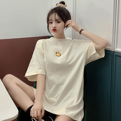 實拍韓版新款刺繡小黃鴨寬鬆短袖恤