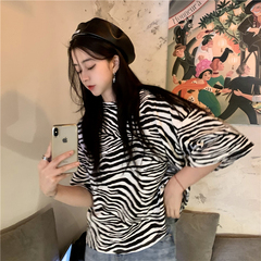 實拍斑馬條紋短袖恤潮
