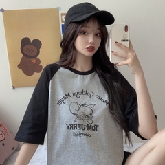 Real shot Harajuku style short sleeve T-shirt women's loose print letter small fresh