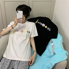 實拍韓版星球寬鬆短袖恤女拉架