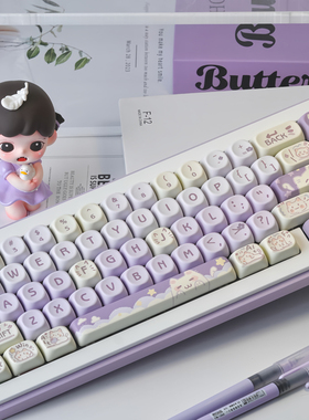 紫薯小猫键帽132机械键盘帽pbt热升华87定制wooting迈从ace68魅魔