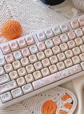 布丁猫键帽MOA高度热升华wooting定制68机械键盘帽75/87/108键PBT