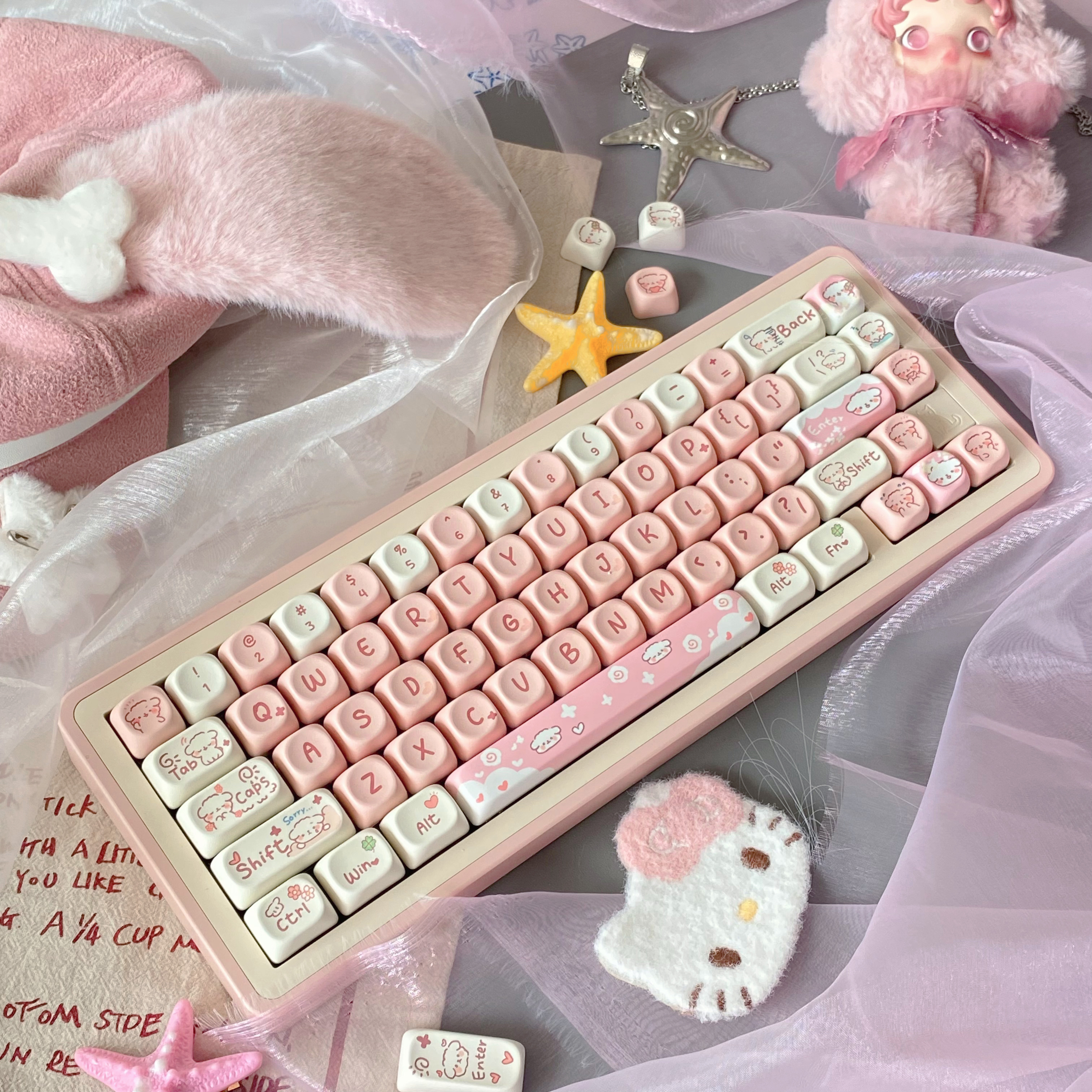Moa羊咩咩键帽133键PBT热升华机械键盘帽wooting迈从68/87/108键