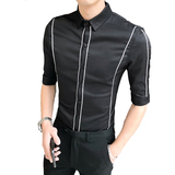B302CS1472021新款夏装男士线条工作服中袖衬衫店主风，男装衬衫，电商B216（原B302）