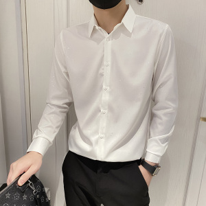 B302 CS335 2021秋装七彩烫金印花长袖衬衫 社会风图片