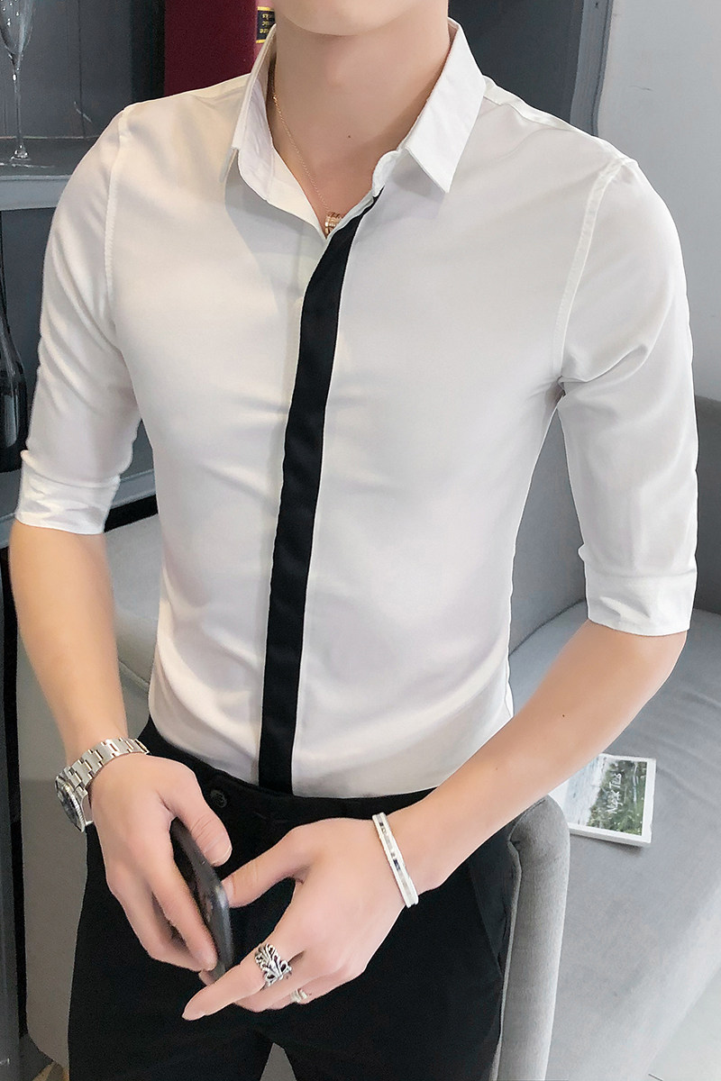 B302CS1402021新款夏装男士七分袖工装男中袖衬衫店主风,男装衬衫,电商B216（原B302）