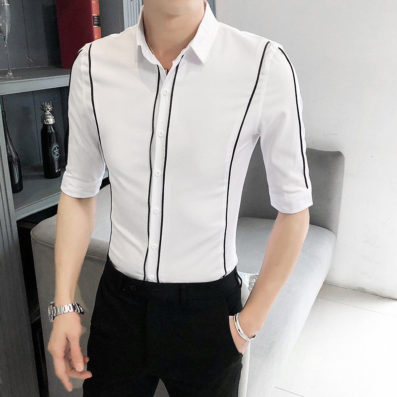 B302CS1472021新款夏装男士线条工作服中袖衬衫店主风,男装衬衫,电商B216（原B302）