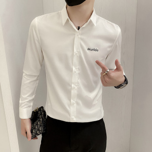 B302 CS331 2021秋装男士字母图案印花衬衣 社会风图片