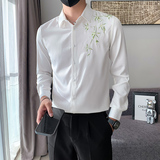 B2162602P552025春季新款男潮刺绣风竹子刺绣衬衫小伙风，男装衬衫，电商B216（原B302）