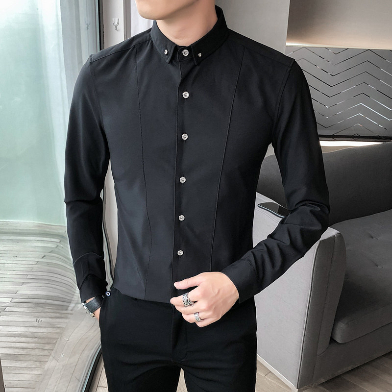 B302CS323特2021秋装潮纯色工作服长袖衬衫M-5XL店主风,男装衬衫,电商B216（原B302）