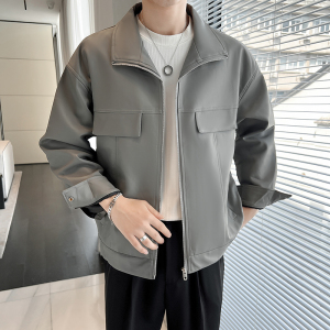 抖音直播 B302 P812 P105 2024秋装轻熟风宽松皮衣夹克外套图片