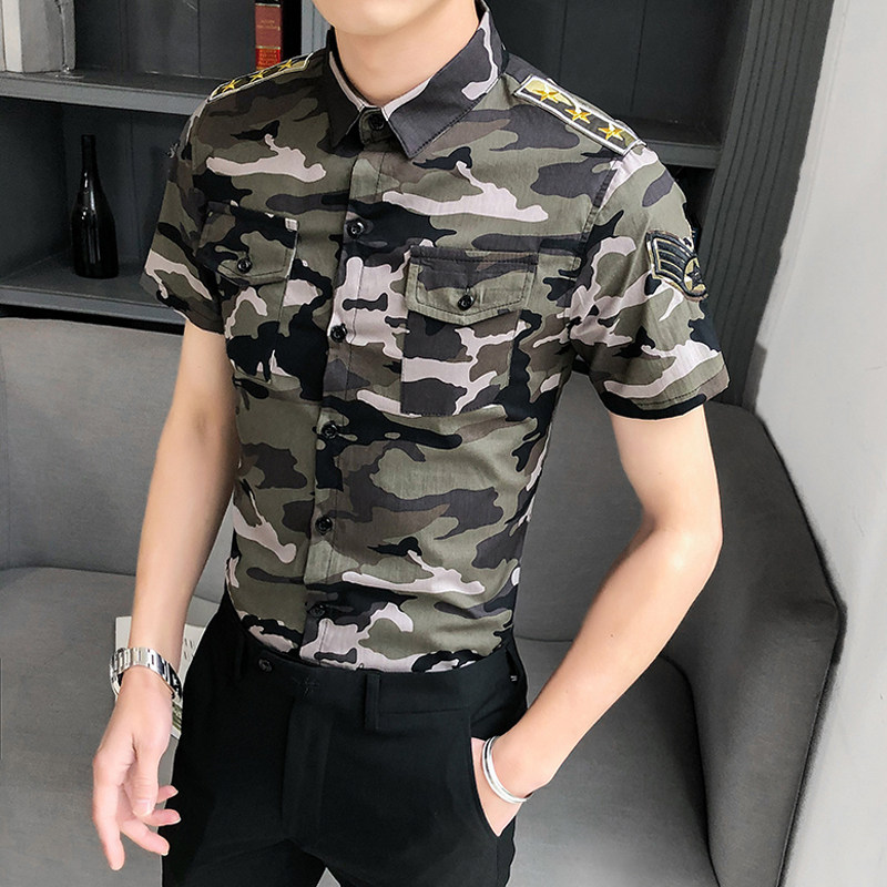 B302CS207特2021夏装跑量迷彩短袖休闲工装衬衣制服衬衣,男装衬衫,电商B216（原B302）