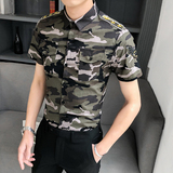 B302CS207特2021夏装跑量迷彩短袖休闲工装衬衣制服衬衣，男装衬衫，电商B216（原B302）