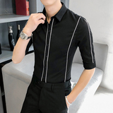 B302CS1472021新款夏装男士线条工作服中袖衬衫店主风，男装衬衫，电商B216（原B302）