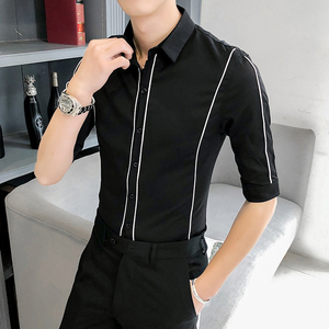 B302CS1472021新款夏装男士线条工作服中袖衬衫店主风