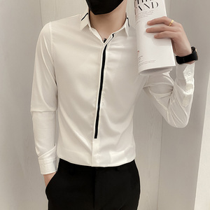 B302 CS34 2021秋装新款男士长袖衬衫简约工装衬衣 社会风图片