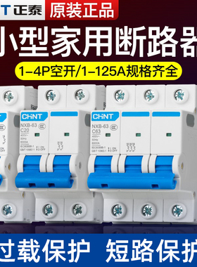 正泰空开断路器NXB-63A1234P家用空气开关电闸保护单三相100A32A