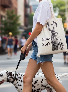 fsk 沙发刺客斑点狗网点印花帆布包遛弯神器懒人上课布包通勤布包