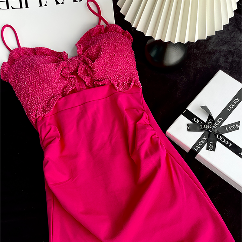 褶皱包臀收腰气质修身连衣裙