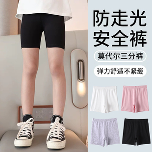 夏季女童七分打底裤小孩学生儿童五分裤黑色女中童安全裤夏天薄款