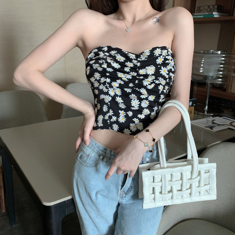 Real Price Little Daisy vest women's 2021 Strapless breast wrapped off shoulder bottom inside and outside Bra Top