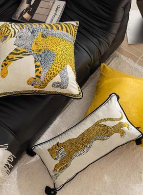 百澜家居YH193狮虎豹双面高清印花沙发抱枕靠枕床头靠枕飘窗腰枕