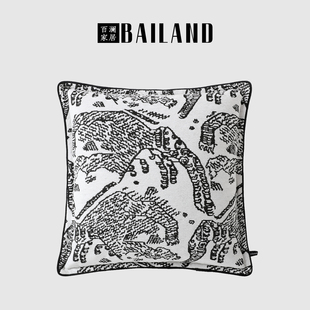 百澜家居YH139雪尼尔白色虎山法式中古沙发客厅抱枕轻奢靠垫腰枕