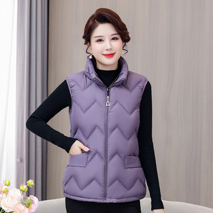 2026秋冬轻薄款羽丝棉马甲女短款大码中老年妈妈坎肩棉服外套背心