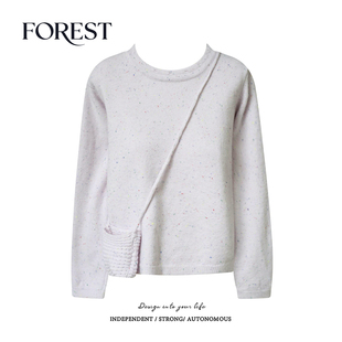 懒风彩纱同色编织包包圆领长袖 不退不换 2件5折 套头毛衣 清仓