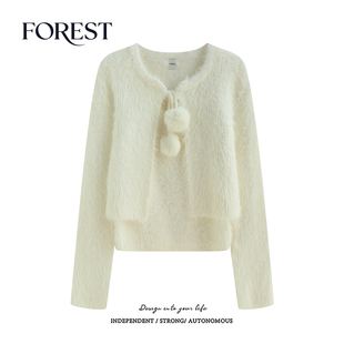 不退不换 2件5折 款 仿水貂毛吊带背心长袖 两件套 毛衣开衫 清仓