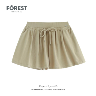 高腰显瘦标签半身裙A字裙百褶裙安全裤 韩版 春夏新款 拾野森