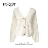 清仓 毛衣开衫 2件5折 风短款 针织衫 不退不换 麻花V领长袖 外套