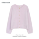 冬装 新款 加厚韩系慵懒风短款 拾野森 月牙花朵小金扣圆领毛衣开衫