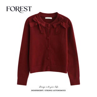 不退不换 2件5折 温柔短款 蝴蝶结圆领长袖 毛衣开衫 针织衫 清仓