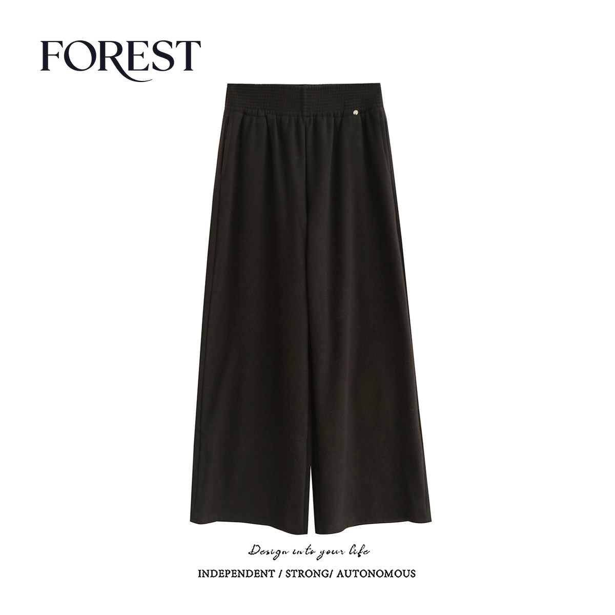 拾野森 冬装新款韩版高腰显瘦松紧腰加绒阔腿裤休闲裤长裤女学生,女装/女士精品,休闲裤,淘宝优惠券,粉丝福利购,淘宝优惠卷